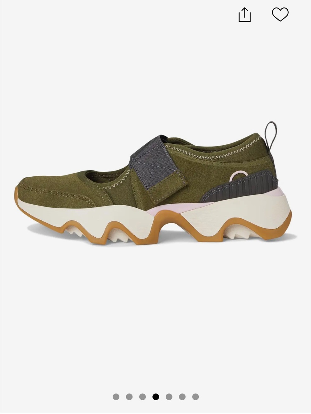 Sorel Kinetic MJ Olive Green Suede Slip-On Sneakers with Chunky Sole - Picture 10 of 12